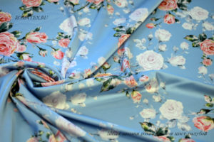 Ткань армани шелк роза кустовая цвет голубой